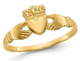 Ladies Claddagh Ring in Polished 14K Yellow Gold